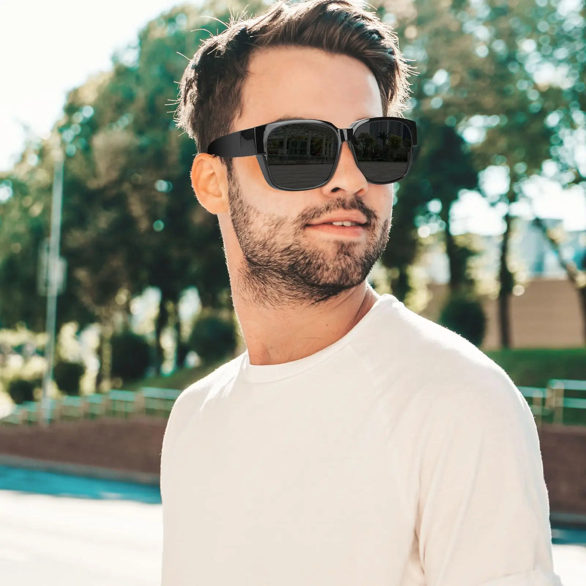LOR MALE Polarized Fit Over Sunglasses for Men & Women - Oversized Square UV400 Protection Shades, Ultra Lightweight