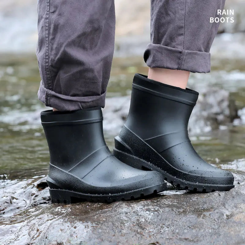 LOR MALE Fashionable Waterproof Shoes for Men Construction Rubber Boots for Adults Rain Boots High and Low Cut Work Protection Rain Boots