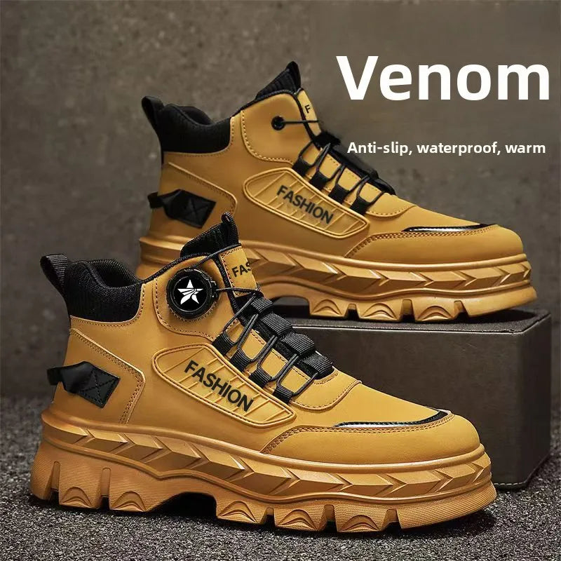LOR MALE Men's High-Top  Boots Autumn New Style Casual Sports Fashion Shoes Thick Bottom Heightening Anti-Slip Outdoor Workwear