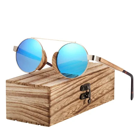 LOR MALE Polarized Sunglasses Wood Round Sun glasses Male Shades Oculos de sol masculino
