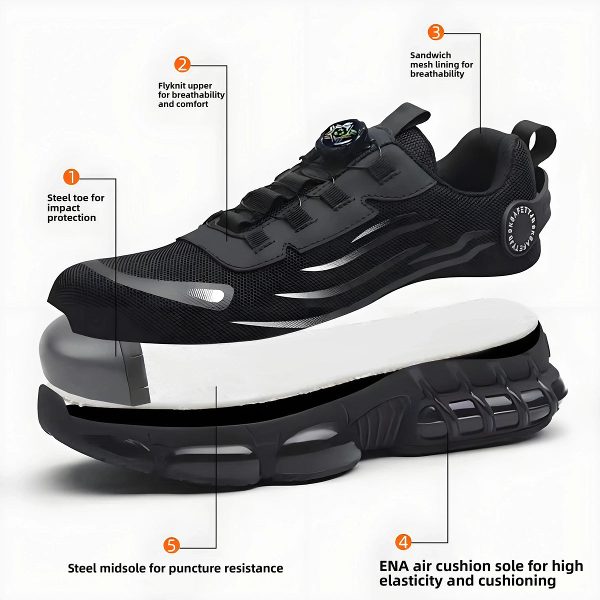 LOR MALE Men's Safety Work Boots Steel Toe Anti-impact Comfortable Soft Bottom Anti-wear Construction Site Shoes  Welding Prot...