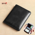 LOR MALE Vintage Leather Mini Wallets RFID Card Holder Money Clip Slim Male