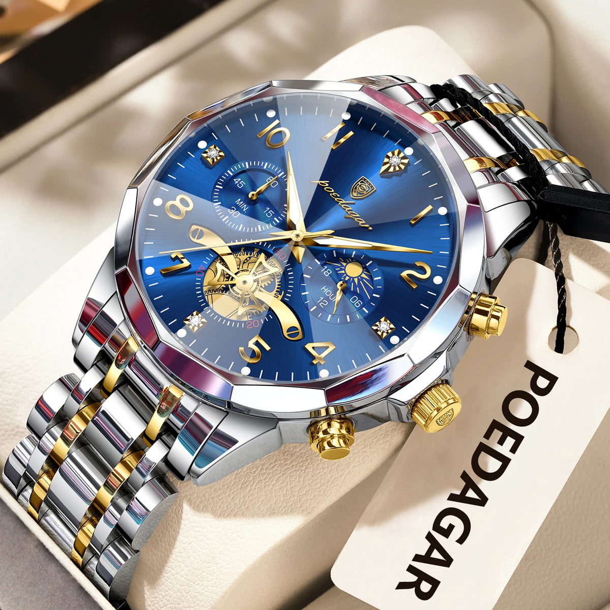 LOR MALE POEDAGAR Luxury High Quality Man Wristwatch Chronograph Stainless Steel Quartz Men's Watches Waterproof Luminous Men Clock Reloj