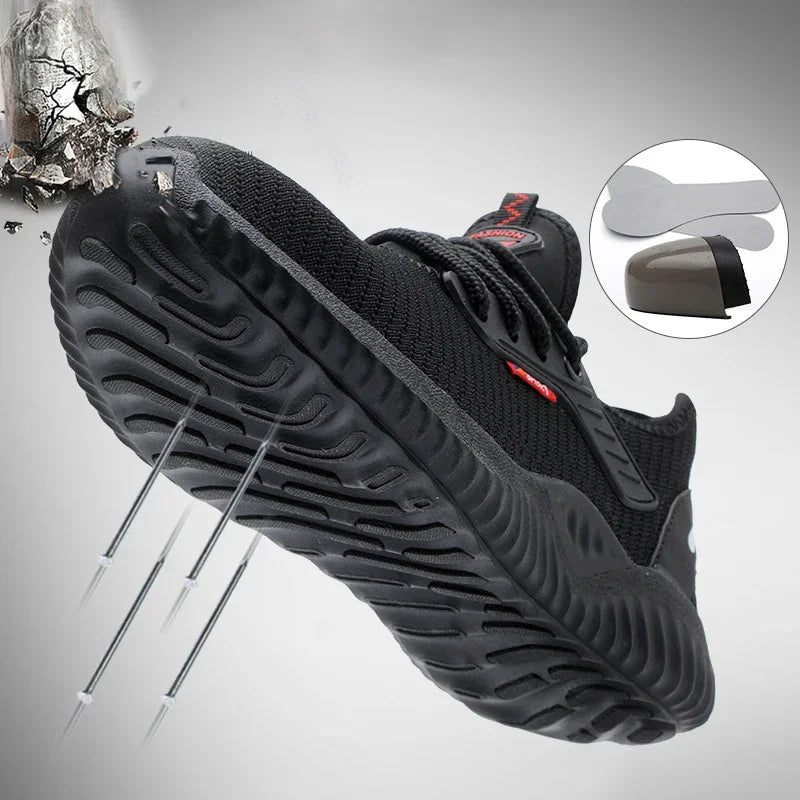 LOR MALE Work Safety Boots Men Shoes Steel Toe Anti-Smashing Indestructible Steel Toe Cap Puncture-Proof Boots Lightweight Women Sneakers