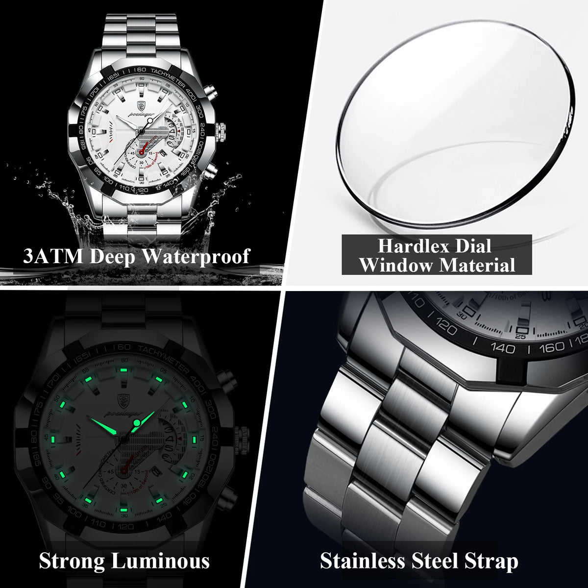 LOR MALE POEDAGAR High Quality Man Wristwatch Waterproof Luminous Date Youth Men Watch Stainless Steel Quartz Fashion Men's Watches Reloj