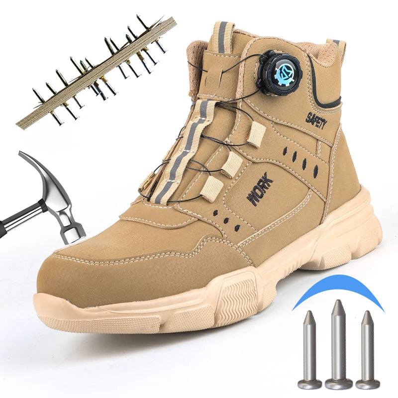 LOR MALE Steel Toe Safety Shoes Men Anti-puncture Work Boots Non-slip Wear Resistant Industrial Protective Labor Shoes Breathable Safety