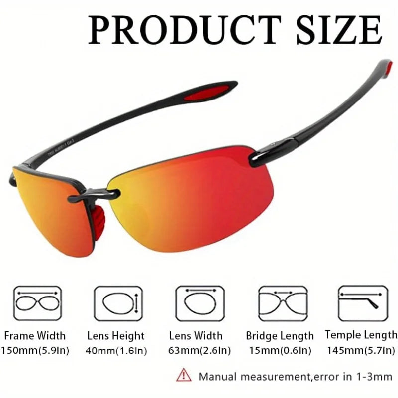LOR MALE Polarized Sunglasses for Men WomenTr90 Rimless Frame Lightweight & Durable Protection for Running Fishing Baseball Sunglasses