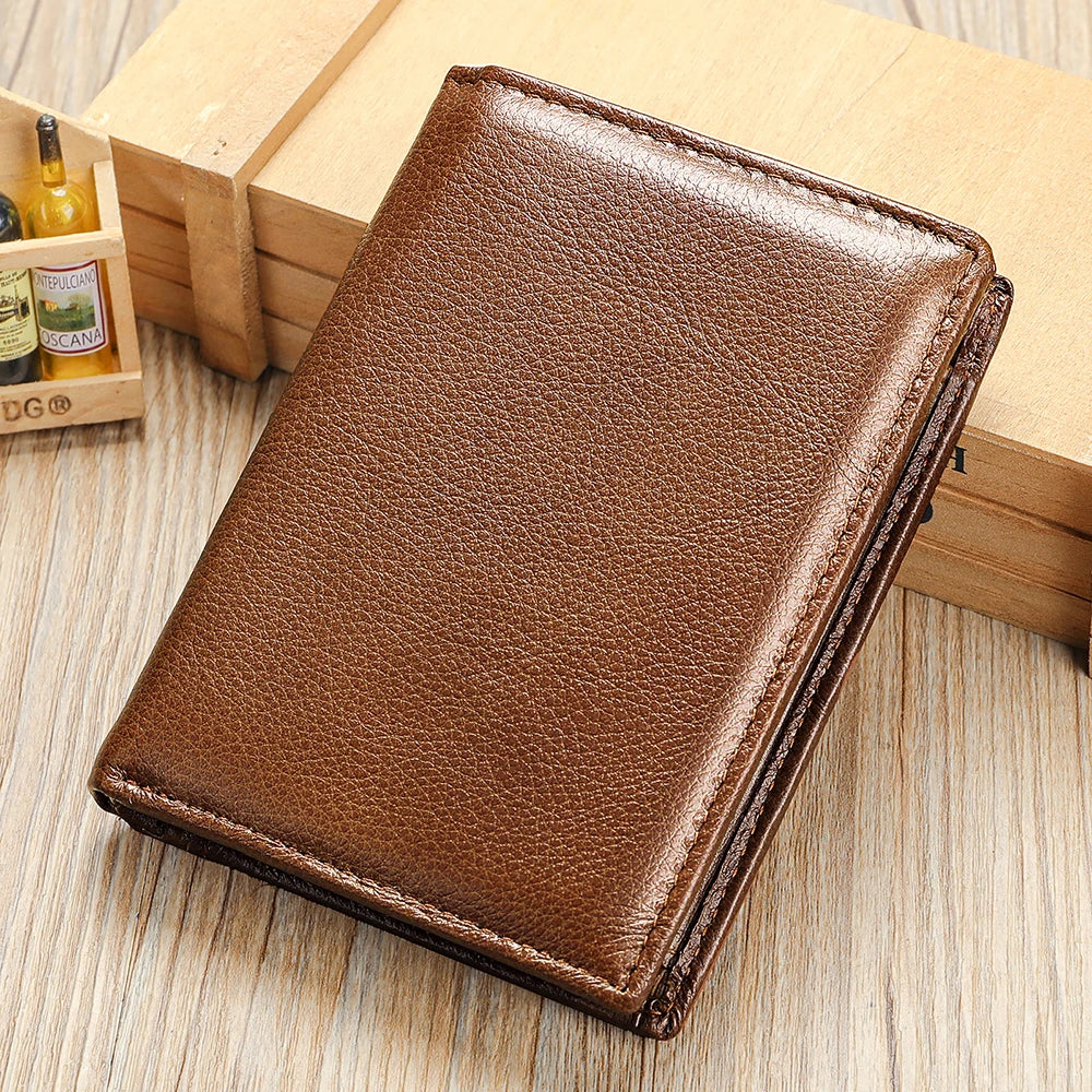 LOR MALE WESTAL New Hand-Made Cowhide Wallet Men's Leather Anti-Theft Cash Clip Advanced Sense Large Capacity Wallet