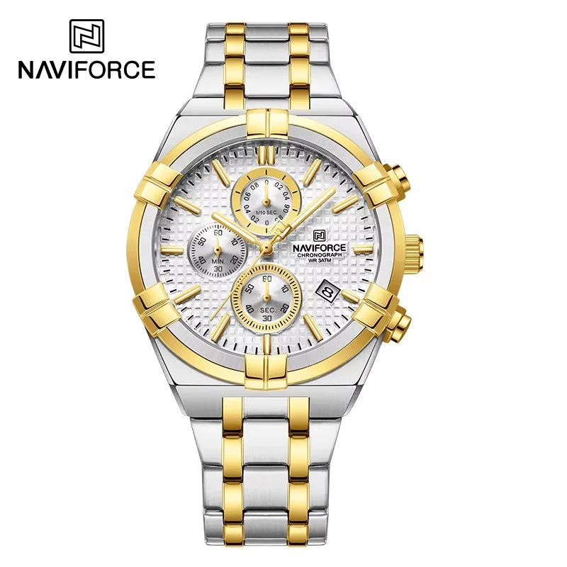 LOR MALE NAVIFORCE Business Men's Quartz Chronograph Elegant Wild Waterproof Date Display Male Wristwatch High Quality Man Watches NF8042