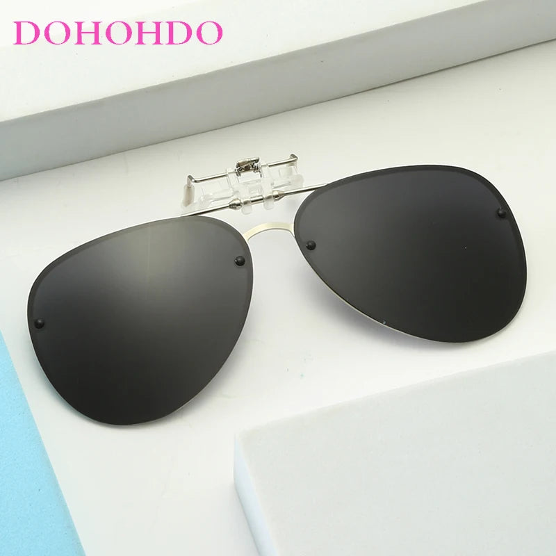 LOR MALE Men Polarizing Clips Sunglasses Women Flip Up Metal Pilot Driver Goggles