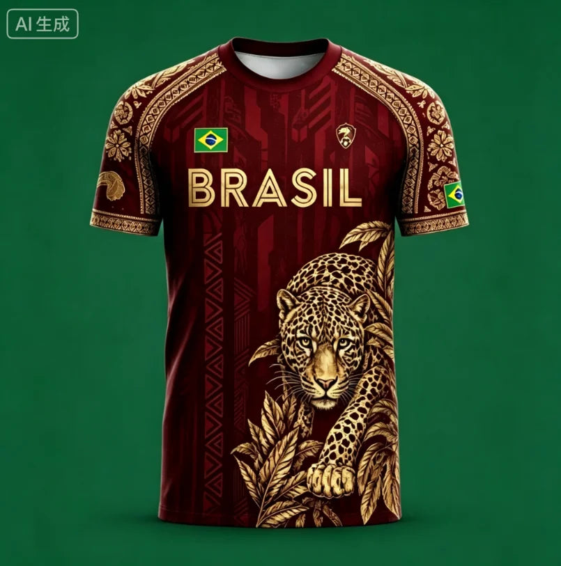 Brazilian Flag Print T-Shirt Men's Football Fan Short Sleeve Sports Shirt Suitable for Both Men and Women Kids Clothes Boy Y2k