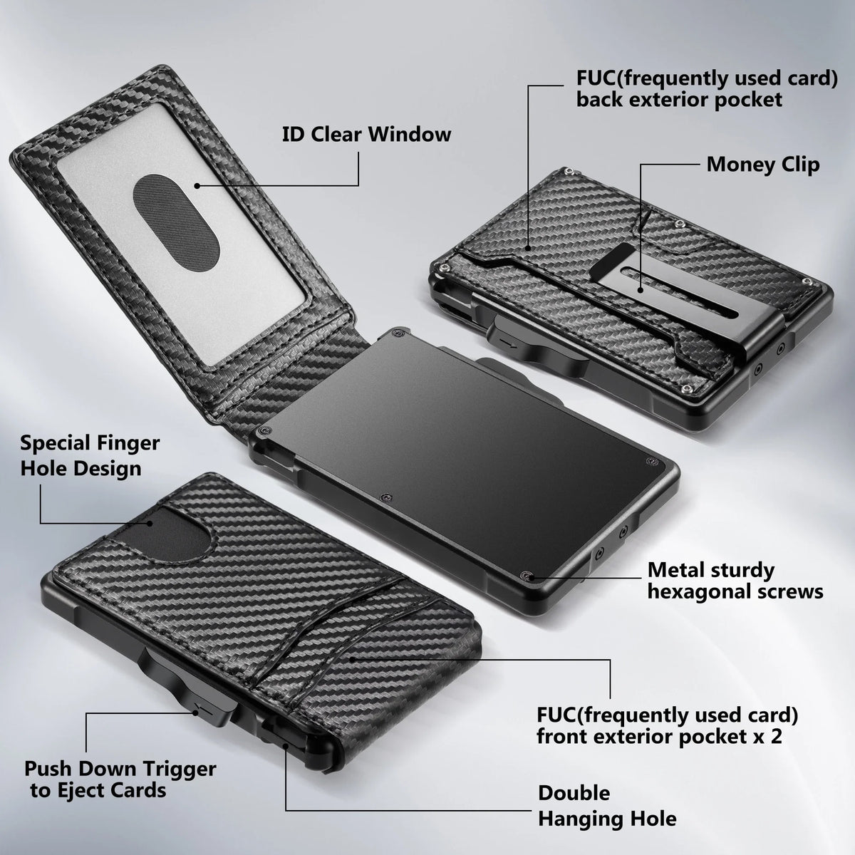 LOR MALE Wallet Minimalist Wallet 9-13 Cards Slim Compact Wallet with Money Clip