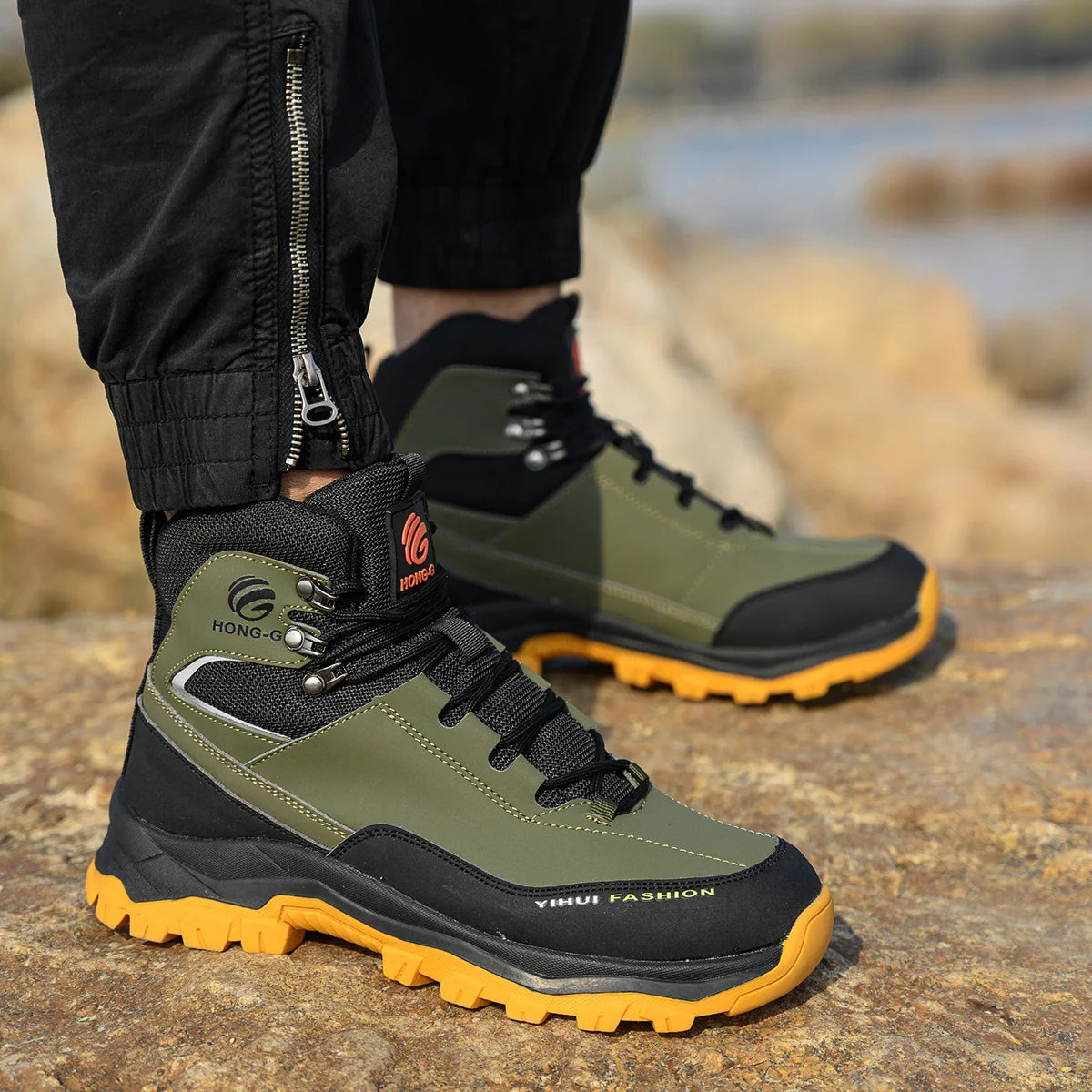 LOR MALE Steel Toe Cap Shoes For Men Work Boots Puncture-Proof Work Safety Shoes Non-Slip Protective Shoes Male Footwear Sneakers