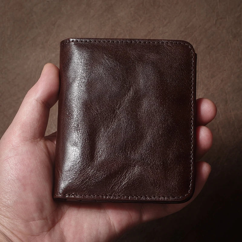 LOR MALE GURO Genuine Leather Wallet High Quality Multi-Card Slots Ultra Slim Lightweight Credit Card Holder Men Women Bifold Money Clip