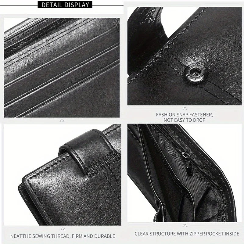 LOR MALE Genuine Leather Wallet, Rfid Anti-Theft Brush, Anti-Magnetic, Short Coin Purse