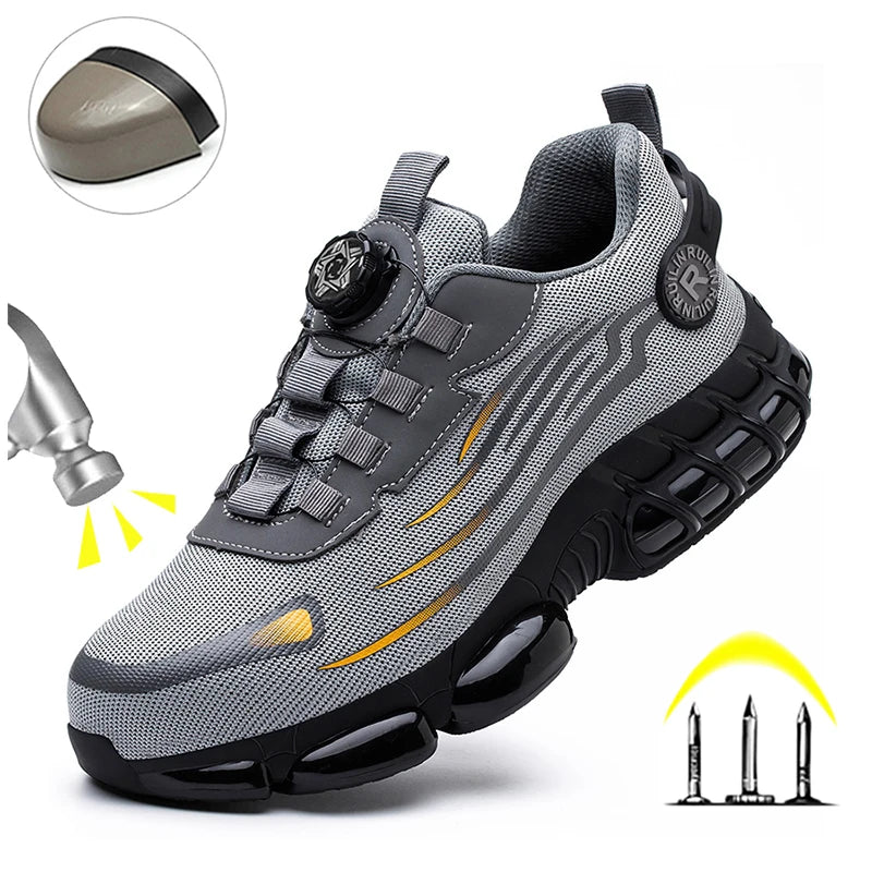LOR MALE Indestructible Steel Toe Protective Safety Shoes Slip Resistant Abrasion Resistant Work Shoes Men Tough Comfortable Sneakers New