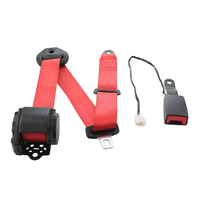 LOR MALE For High Quality Seat Belts 3 Point Universal Safety Belt with Curved Rigid Buckle with Warning Cable Car Belt Accessories