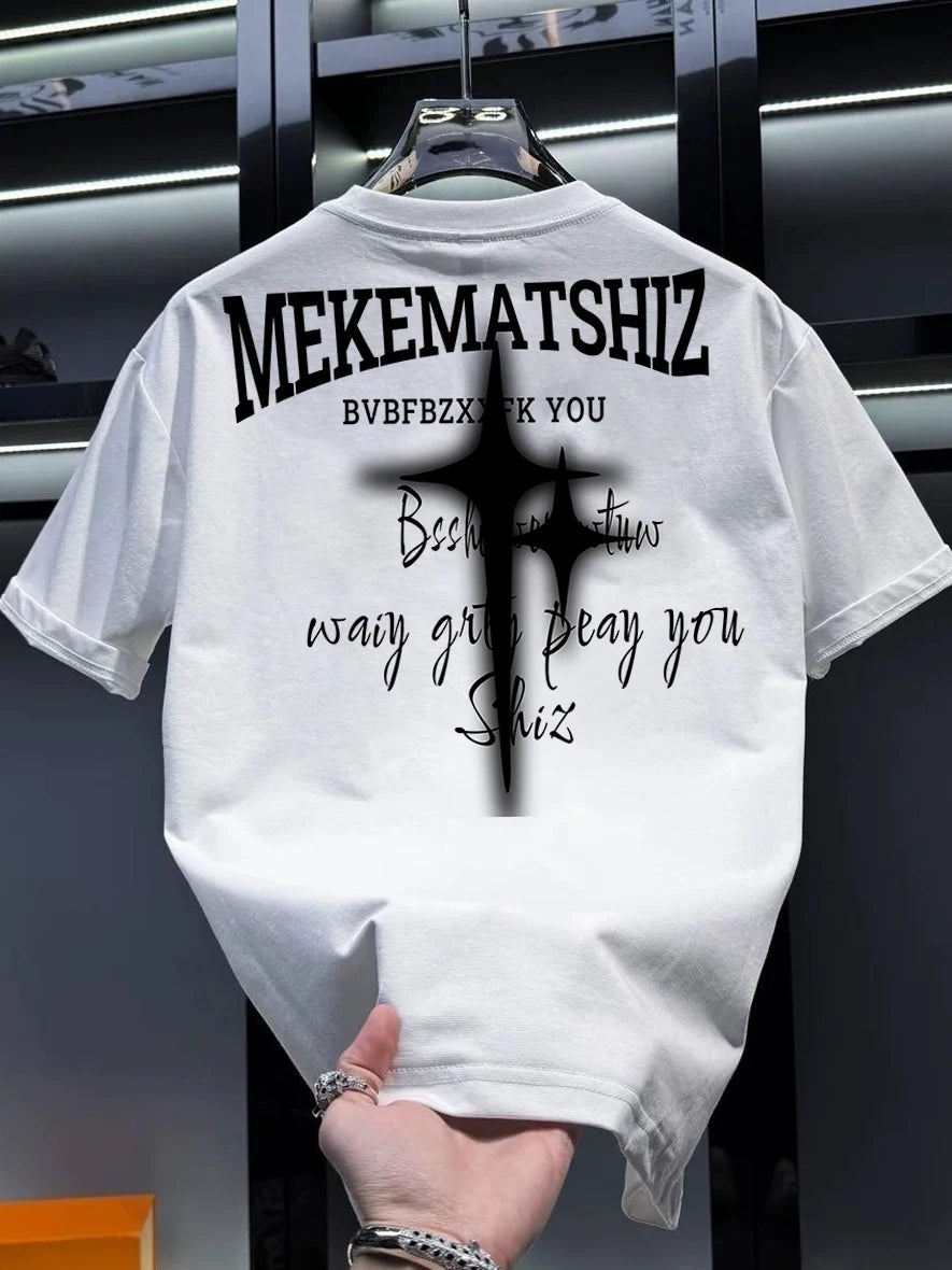 LOR MALE Outlet American Trendy Brand Cool Printed Short Sleeve T-Shirt Unisex Casual Versatile Base Shirt Summer Youth Active Style