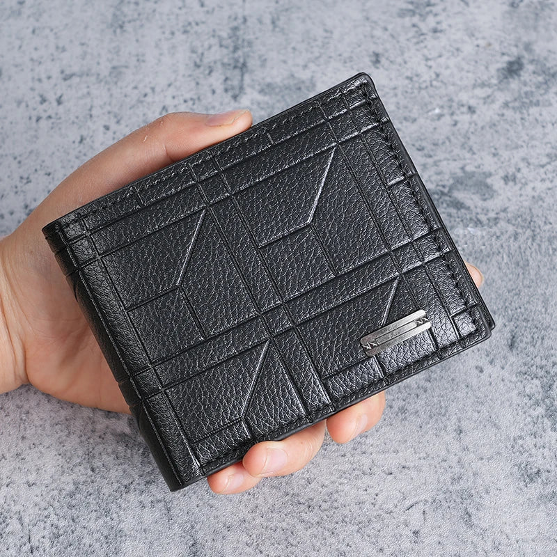 LOR MALE wallets short wallet youth checkered horizontal soft wallet large capacity mul