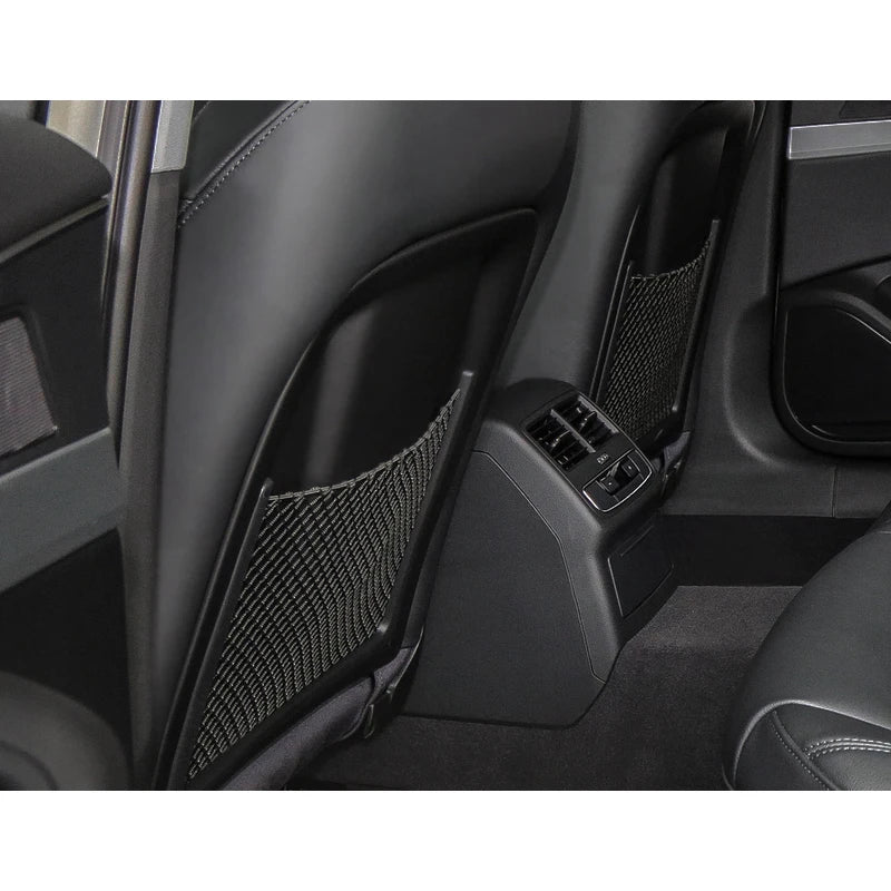LOR MALE Car Interior Accessories For Audi A4 B8 A5 Q3 A3 A6 C7 Q5 B9 Q7 Rear Seat Back String Net Mesh Storage Pocket Auto Organizer