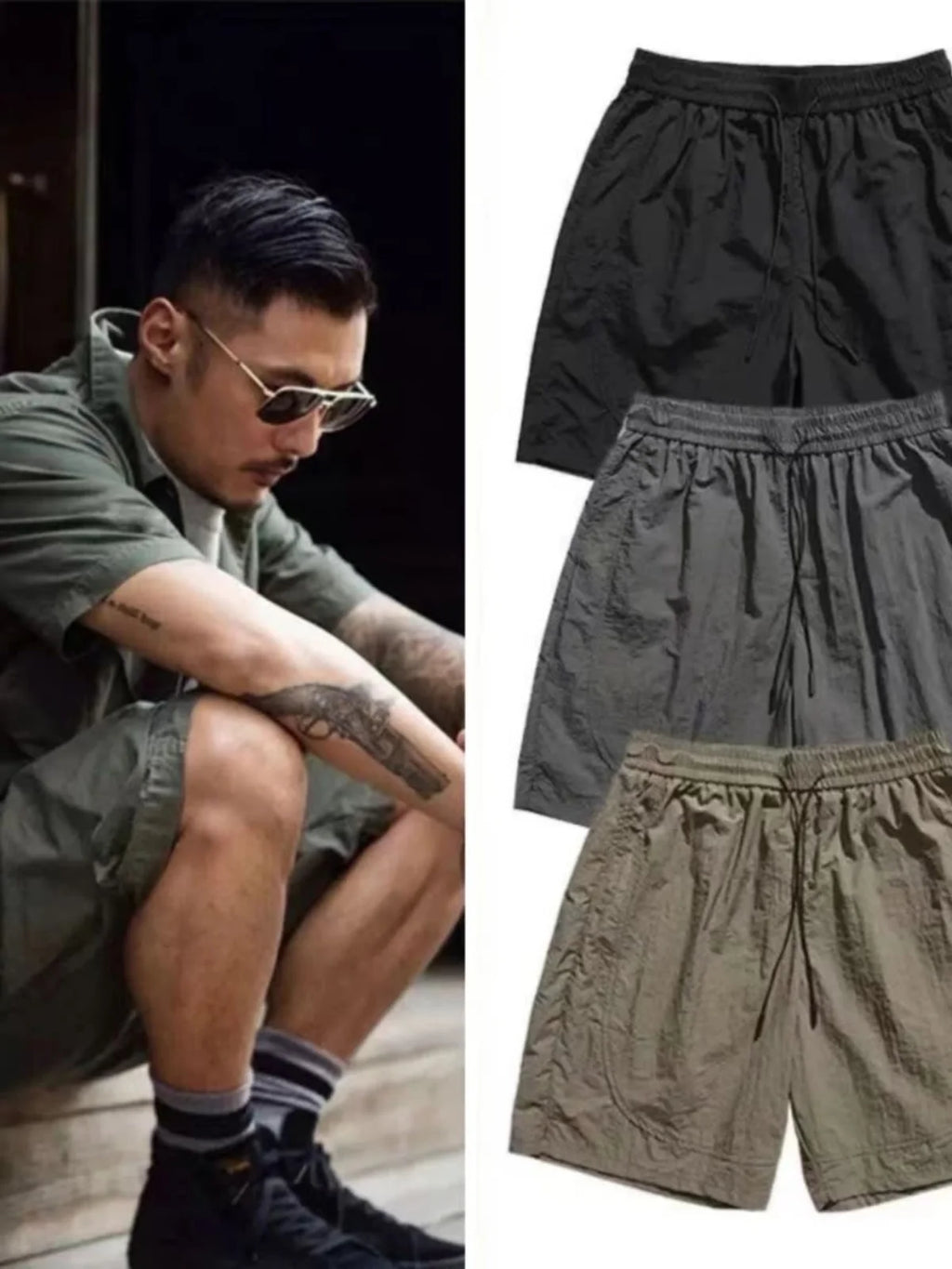 LOR MALE Loose American Style Workwear Shorts Men's Summer Trendy Brand Casual Straight Leg Wide Leg Sports Five-Quarter Pants
