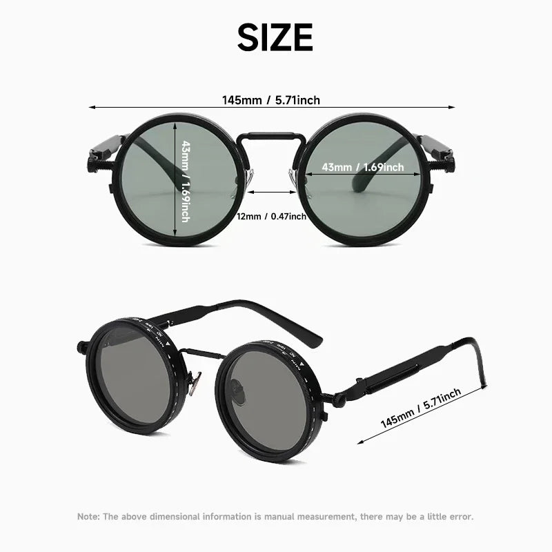 LOR MALE Polarized Round Sunglasses Men ND9 Adjustable Dimming Sun Glasses Women Retro Punk Fishing Eyeglasses Outdoor Shades UV400