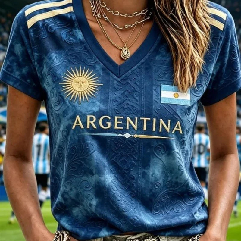 Argentina Football Fan T-shirt  Sleeved Breathable Quick Drying Street Wear Casual Football Shirt Fashionable FamilyMatching