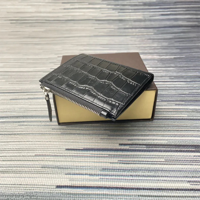 LOR MALE Genuine Leather Wallet For Men Top quality luxury Zipper Coin Bag Card Holder Women Purses Real Crocodile Leather Unisex Wallet