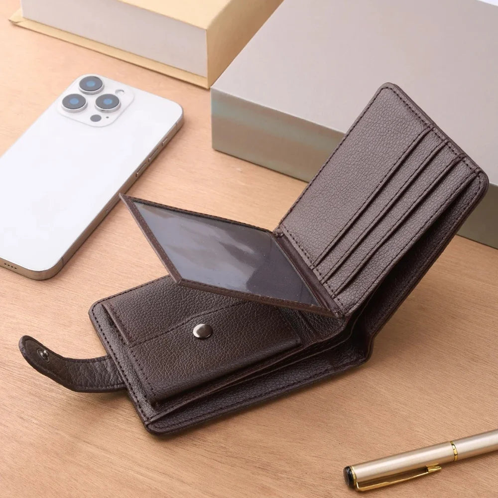 LOR MALE Men Wallets Leather Zipper Purse Man Business Casual Slim Card Horders Quality Male Short Multi-card Wallet Coin Pocket Purse