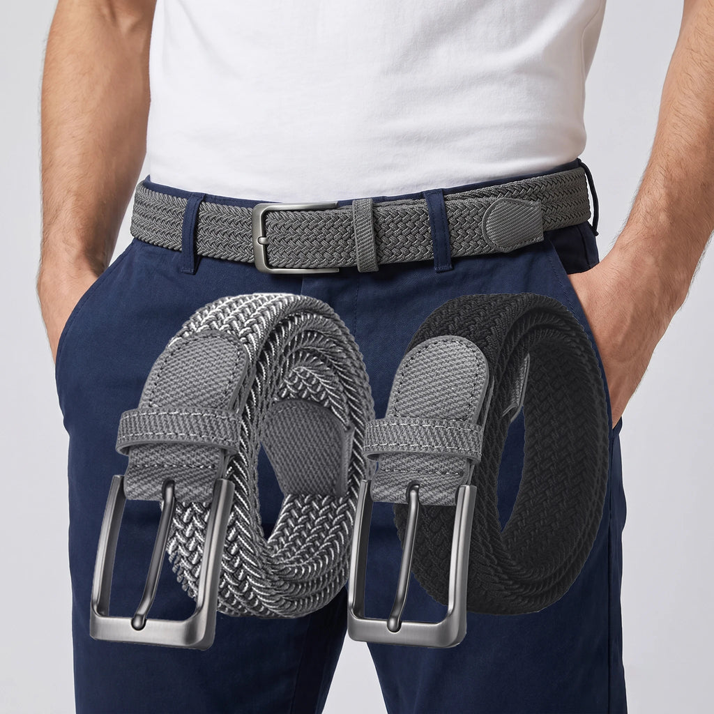 LOR MALE New Fashionable Men's Elastic Belt Pin Buckle Belt High Quality Men's Outdoor Casual Belt Simple Men's Clothing Accessories