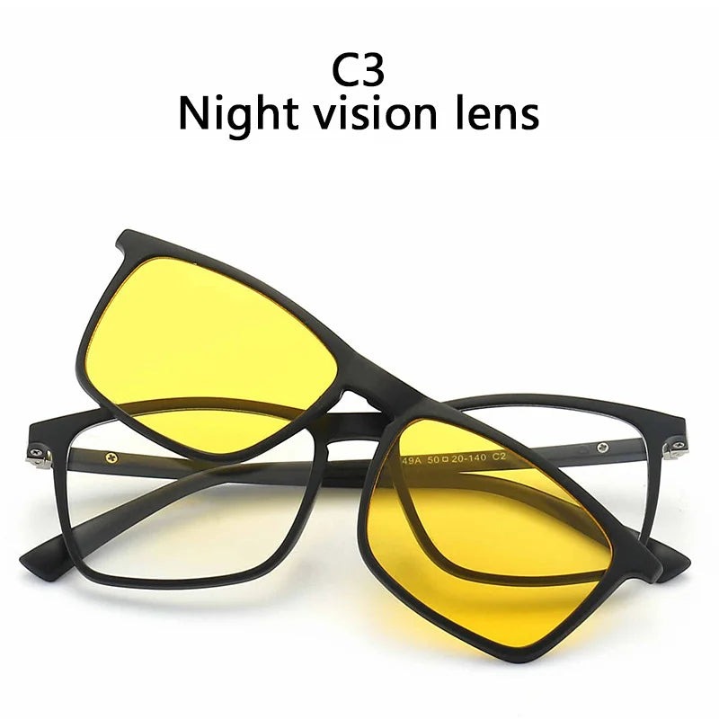 LOR MALE Polarized Sunglasses Men Women 2 In 1 Magnetic Clip On Glasses TR90 Optical Prescription Eyewear Frames Eyeglasses