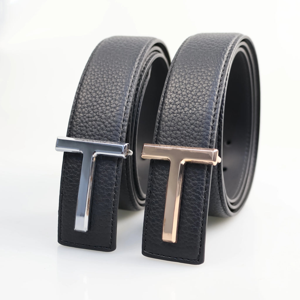 LOR MALE High Quality Designer Belts Men Fashion T Letter Luxury Famous Genuine Leather Belt Jeans Formal Cowskin Black Waist Strap 3.8cm