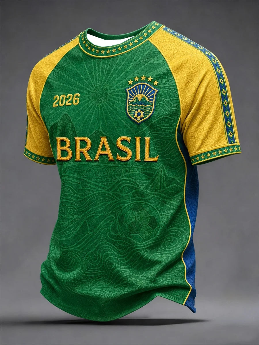 2026 New Brazilian Flag Themed Football Jersey, Fan Friendly Sports Training, Quick Drying T-shirt for Men