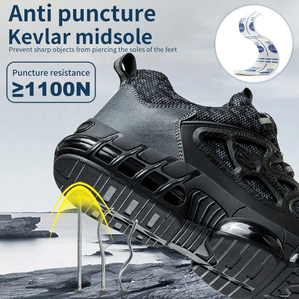 LOR MALE Steel Toe Shoes for Men Indestructible Work Boots Lightweight Safety Shoes Walking Anti-smash Anti-puncture Protective Sneakers