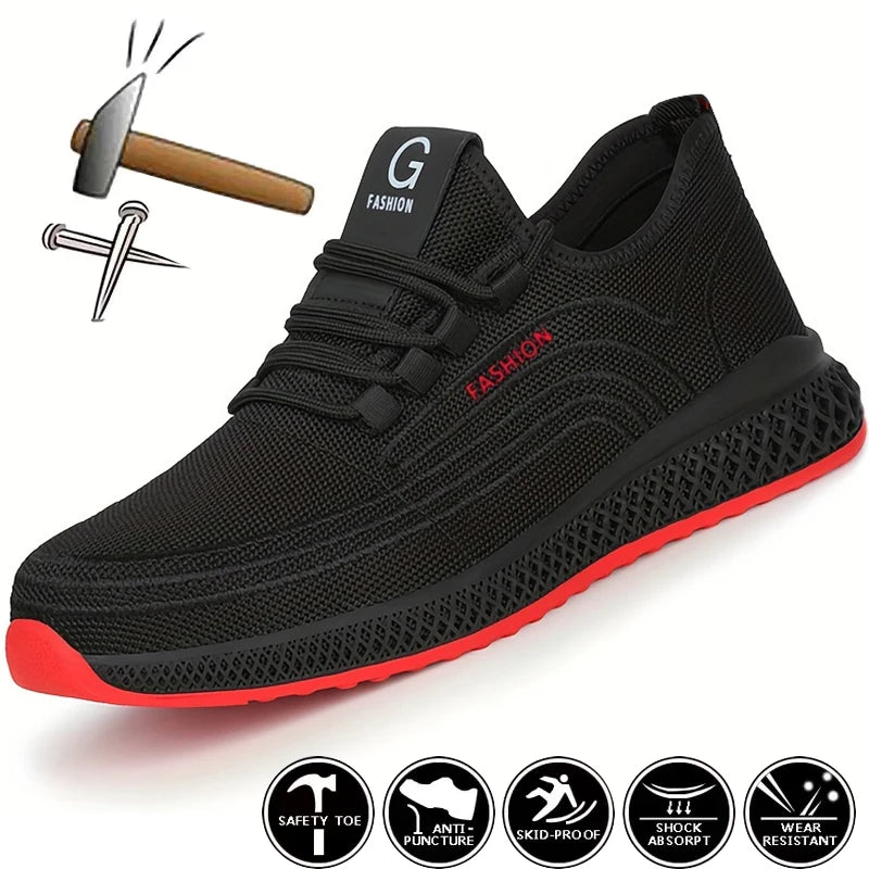 LOR MALE Steel Toe Shoes Male Indestructible Mining Boots Men Safety Shoes Anti-smash Anti Puncture Functional Shoes Work Shoes Sneakers