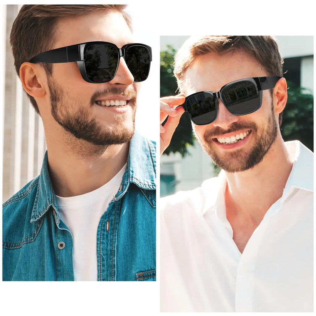 LOR MALE Polarized Fit Over Sunglasses for Men & Women - Oversized Square UV400 Protection Shades, Ultra Lightweight