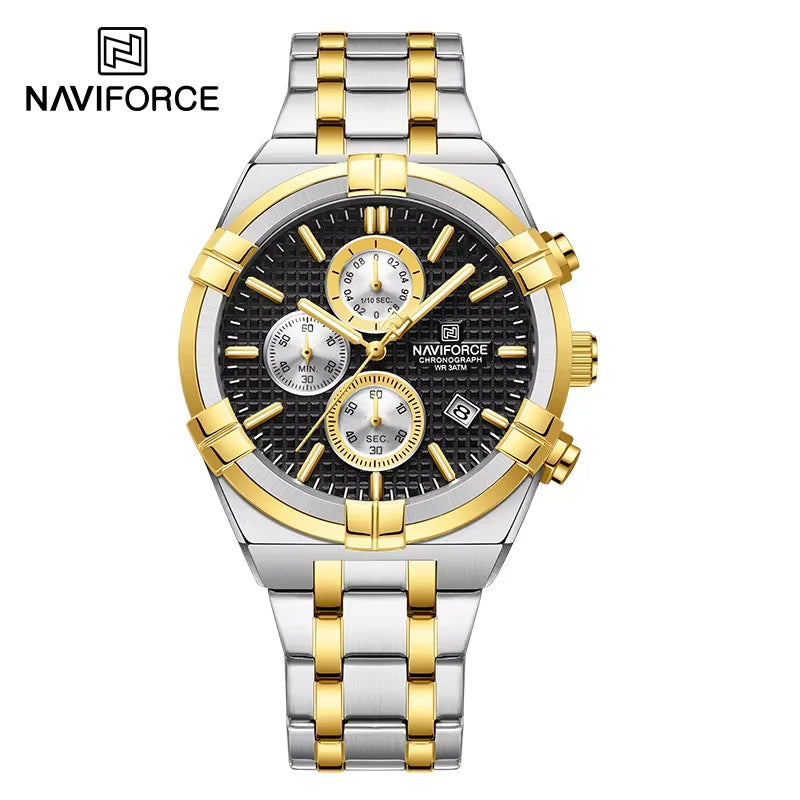 LOR MALE NAVIFORCE Business Men's Quartz Chronograph Elegant Wild Waterproof Date Display Male Wristwatch High Quality Man Watches NF8042