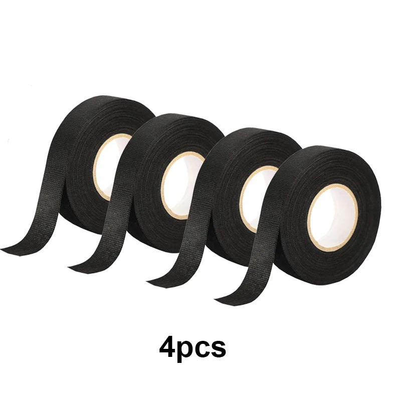 LOR MALE 1-4pcs 15/25M High Temp Wire Harness Wrapping Tape Self-Adhesive Automotive Wiring Harness Fabric Tape for Car Noise Damping