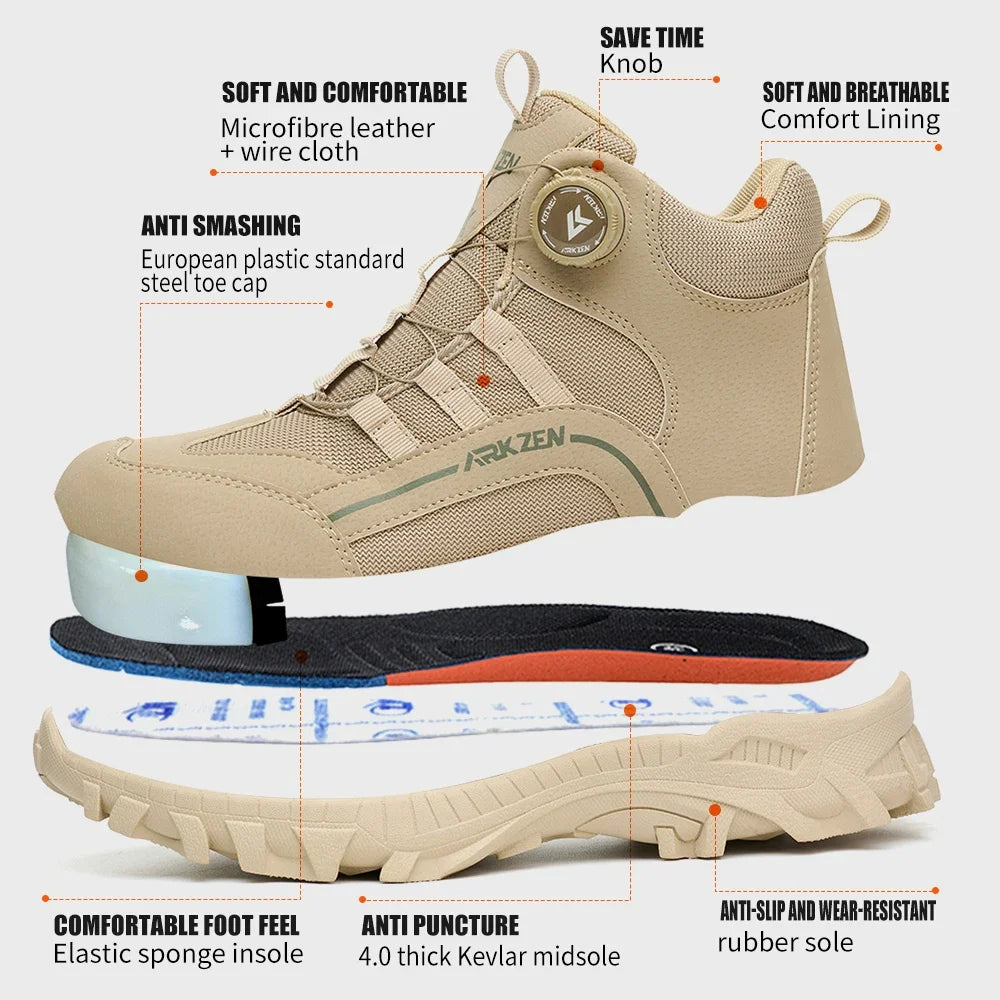 LOR MALE Male Indestructible Shoes Composite Toe Protection Shoes Security Puncture-Proof Work Sneakers Safety Boot for Engineers Men