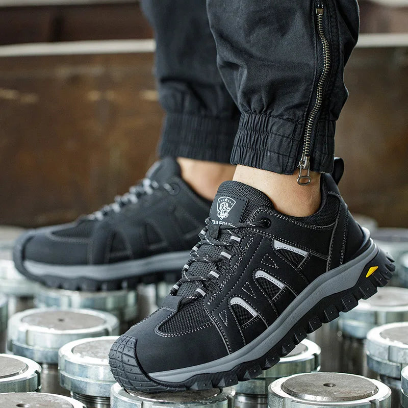 LOR MALE Steel Toe Safety Shoes Men Work Safety Boots Lightweight Breathable Comfortable Sneakers Men Boots Slip-Resistant Shoes