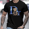 LOR MALE Men's short T-shirt, pure cotton round neck top, loose and comfortable casual T-shirt, suitable for travel and daily use, bear b