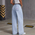 LOR MALE Mens Jeans Vintage Bow Embroidery Washed Denim Pants Harajuku Unisex Loose Fit Straight Leg Streetwear Casual Fashion Trend New