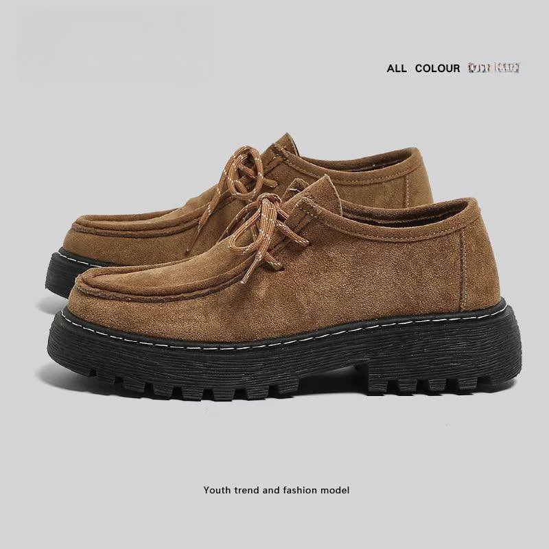 LOR MALE Men's Low-Top  Work Boots British Style round Toe Leather Shoes Comfortable Spring Autumn Seasonal Fashion Workwear