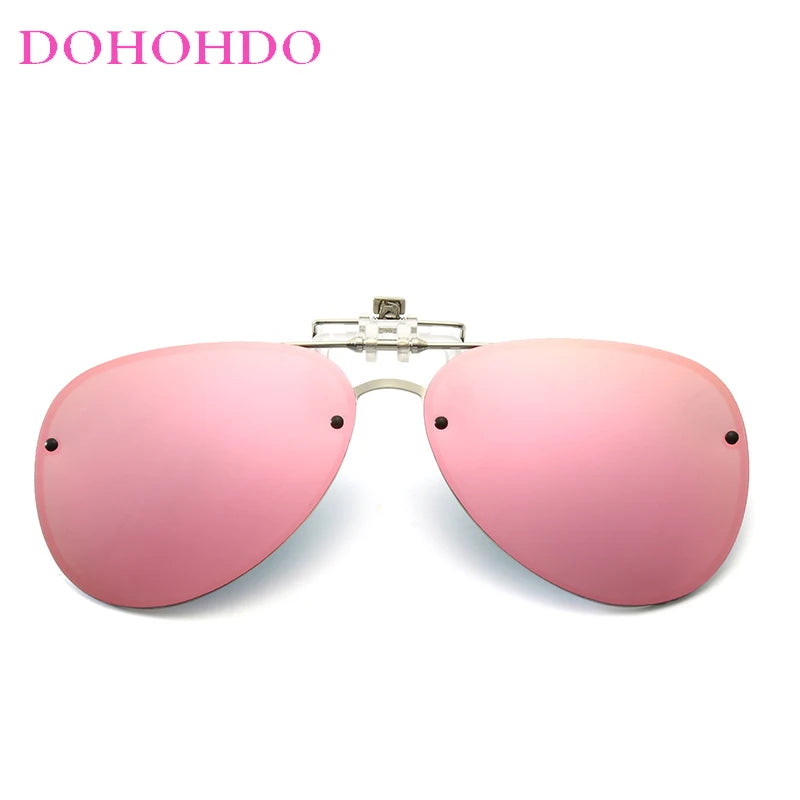LOR MALE Men Polarizing Clips Sunglasses Women Flip Up Metal Pilot Driver Goggles 2