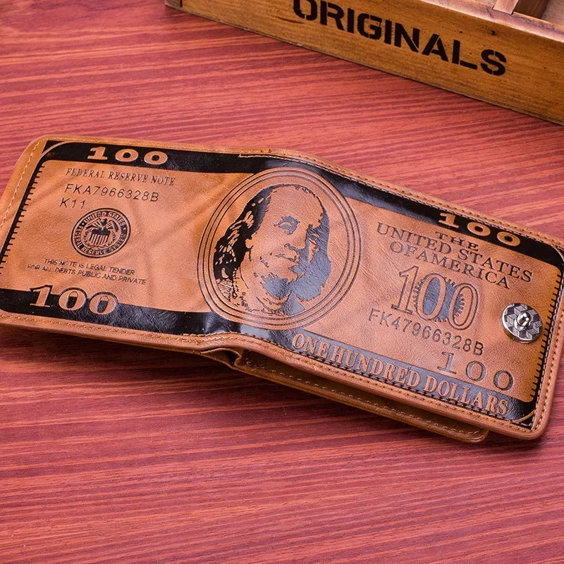 LOR MALE Wallets with 100 US Dollar Pattern Wallet Male Leather Wallet Photo