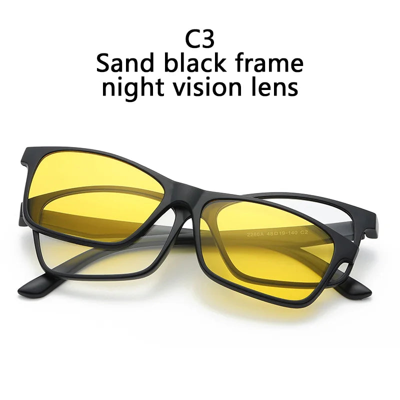 LOR MALE Polarized Sunglasses Men Women 2 In 1 Magnetic Clip On Glasses TR90 Optical Prescription Eyewear Frames Eyeglasses