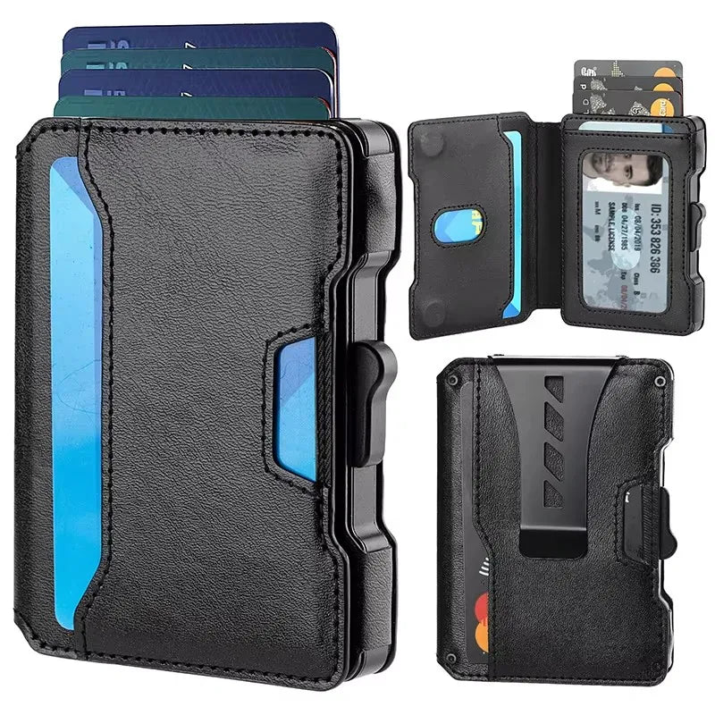 LOR MALE Wallet for Men,Minimalist Slim Mens Wallet with Money Clip,RFID Blocking Smart Pop Up Card Wallet,Metal Credit Card Holder