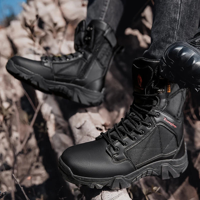 LOR MALE High-Top Anti-Smashing Work Boots Outdoor Waterproof Safety Shoes Steel Toe Non Slip Men's Boots Fashion Protective Men Shoes