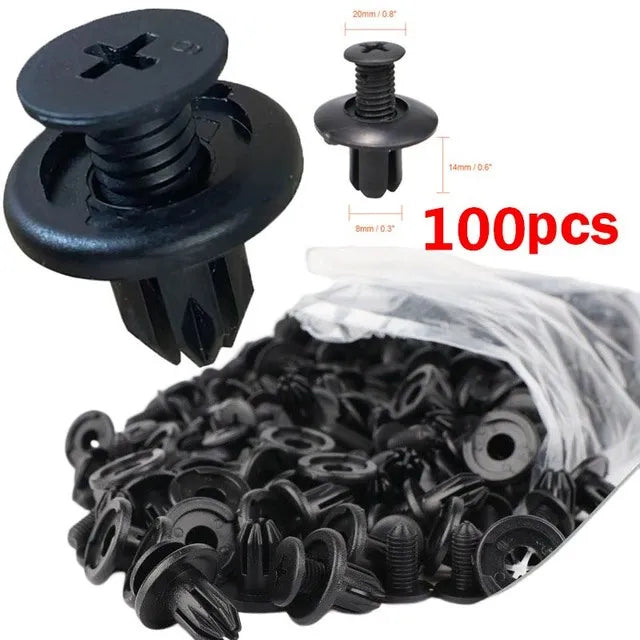 LOR MALE 1/5/10/30/50/100pcs 8mm Plastic Rivets Fasteners Screw Car Bumper Fender Black Rivet Car Fastener Clips for Toyota Focus Kia Nis
