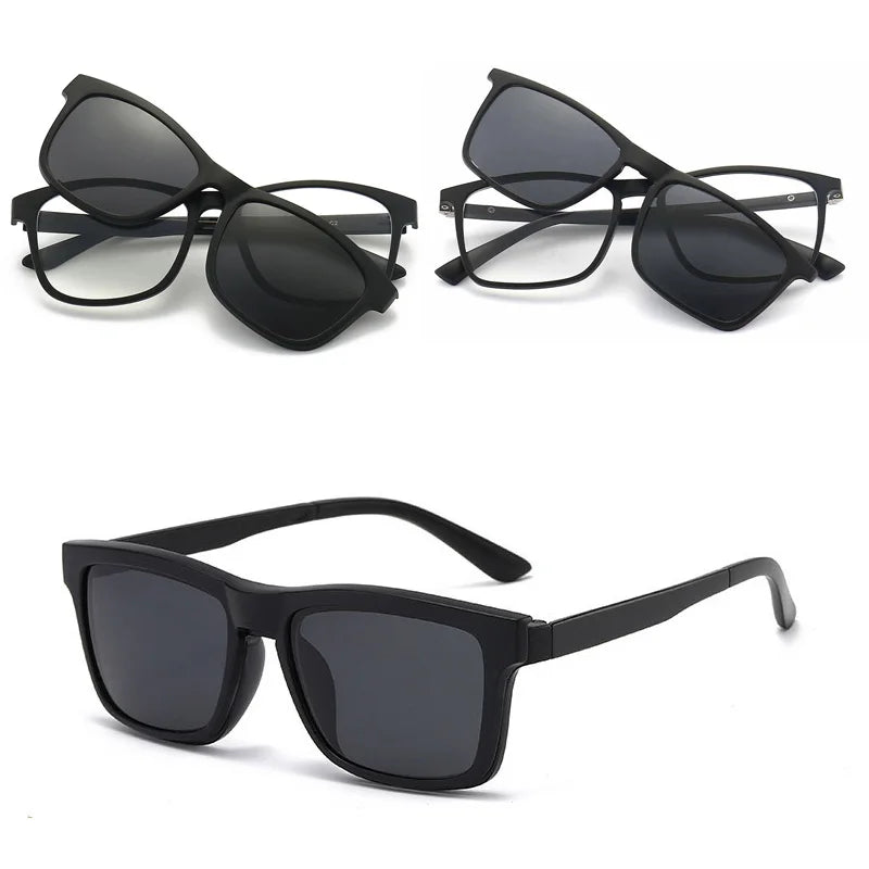 LOR MALE Polarized Sunglasses Men Women 2 In 1 Magnetic Clip On Glasses TR90 Optical Prescription Eyewear Frames Eyeglasses